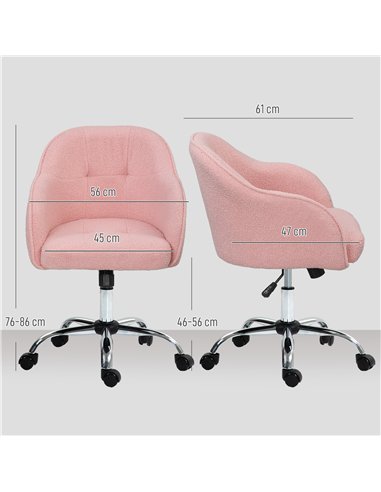 HOMCOM 46-56 cm Teddy Fleece Office Chair - Pink