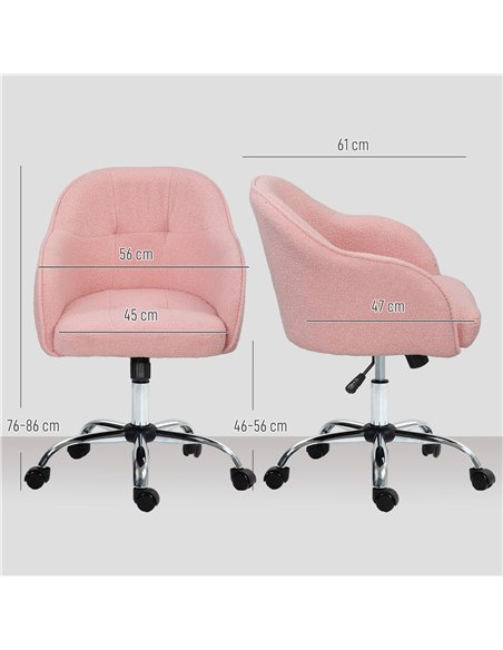 HOMCOM 46-56 cm Teddy Fleece Office Chair - Pink - pic 165809 | FastDaddyshop