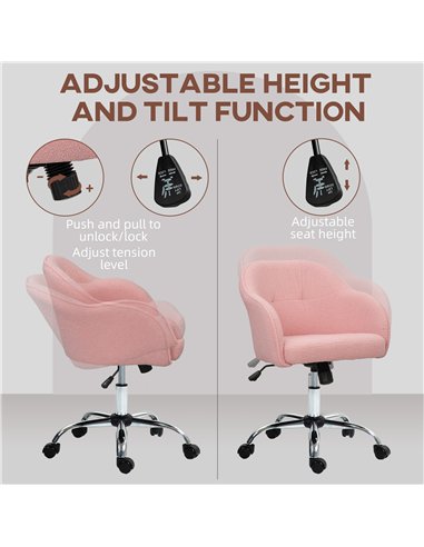 HOMCOM 46-56 cm Teddy Fleece Office Chair - Pink