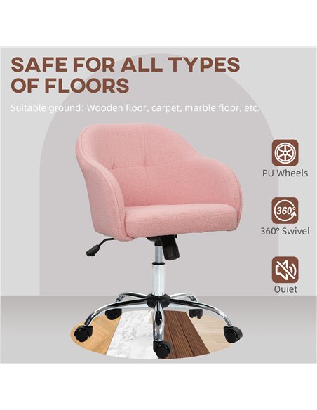 HOMCOM 46-56 cm Teddy Fleece Office Chair - Pink - pic 165811 | FastDaddyshop