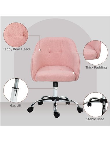 HOMCOM 46-56 cm Teddy Fleece Office Chair - Pink