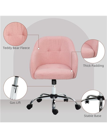 HOMCOM 46-56 cm Teddy Fleece Office Chair - Pink - pic 165812 | FastDaddyshop