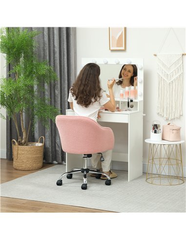 HOMCOM 46-56 cm Teddy Fleece Office Chair - Pink