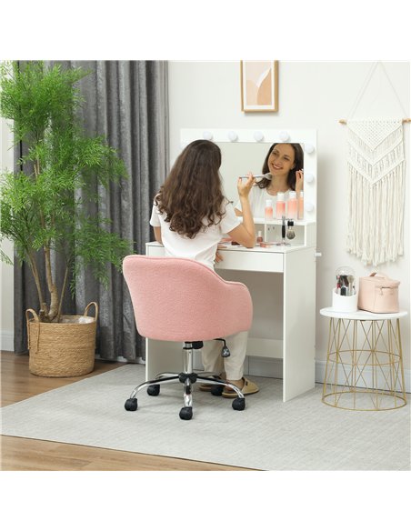 HOMCOM 46-56 cm Teddy Fleece Office Chair - Pink - pic 165813 | FastDaddyshop