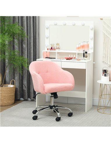 HOMCOM 46-56 cm Teddy Fleece Office Chair - Pink