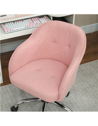 HOMCOM 46-56 cm Teddy Fleece Office Chair - Pink
