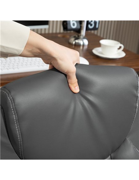 HOMCOM Faux Leather Office Chair. with Flip-Up Armrests - Charcoal Grey - pic 165824 | FastDaddyshop