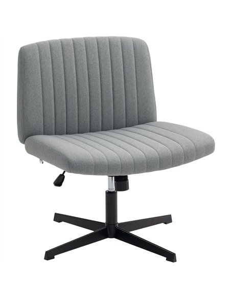 HOMCOM Armless Office Chair No Wheels, Linen Fabric Criss Cross Legged Desk Chair with Wide Seat, Thick Padding, Tilt Function,  - pic 165825 | FastDaddyshop