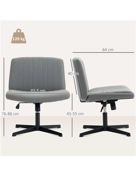 HOMCOM Armless Office Chair No Wheels, Linen Fabric Criss Cross Legged Desk Chair with Wide Seat, Thick Padding, Tilt Function,  - pic 165827 | FastDaddyshop