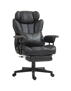 HOMCOM Executive Office Chair, Ergonomic Desk Chair with Foot Rest, Lumbar Support, Reclining Function and Wide Seat, Black