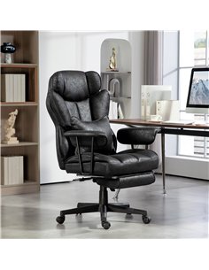 HOMCOM Executive Office Chair, Ergonomic Desk Chair with Foot Rest, Lumbar Support, Reclining Function and Wide Seat, Black 2