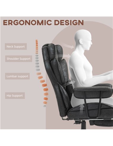 HOMCOM Executive Office Chair, Ergonomic Desk Chair with Foot Rest, Lumbar Support, Reclining Function and Wide Seat, Black