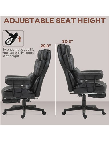 HOMCOM Executive Office Chair, Ergonomic Desk Chair with Foot Rest, Lumbar Support, Reclining Function and Wide Seat, Black