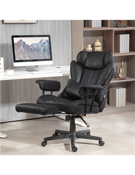 HOMCOM Executive Office Chair, Ergonomic Desk Chair with Foot Rest, Lumbar Support, Reclining Function and Wide Seat, Black - pic 165842 | FastDaddyshop