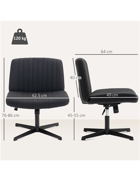 HOMCOM Armless Office Chair No Wheels, Linen Fabric Criss Cross Legged Desk Chair with Wide Seat, Thick Padding, Tilt Function,  - pic 165845 | FastDaddyshop