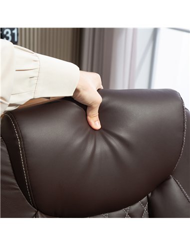 HOMCOM Faux Leather Office Chair. with Flip-Up Armrests - Brown