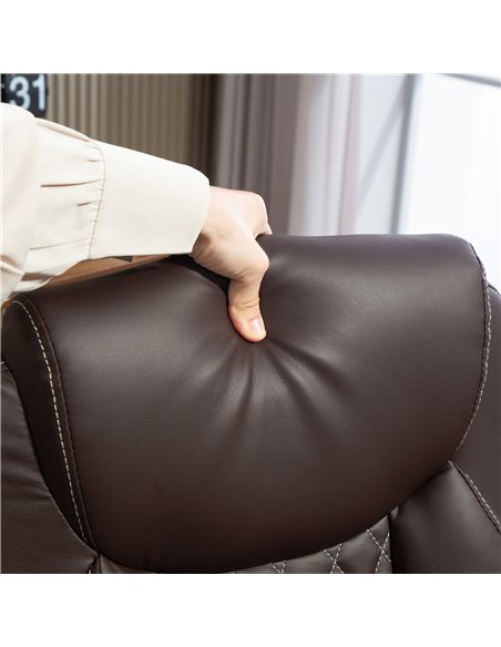 HOMCOM Faux Leather Office Chair. with Flip-Up Armrests - Brown - pic 165860 | FastDaddyshop