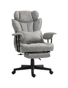 HOMCOM Executive Office Chair, Ergonomic Desk Chair with Foot Rest, Lumbar Support, Reclining Function and Wide Seat, Grey