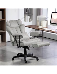 HOMCOM Executive Office Chair, Ergonomic Desk Chair with Foot Rest, Lumbar Support, Reclining Function and Wide Seat, Grey 2