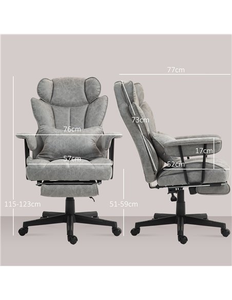 HOMCOM Executive Office Chair, Ergonomic Desk Chair with Foot Rest, Lumbar Support, Reclining Function and Wide Seat, Grey - pic 165863 | FastDaddyshop