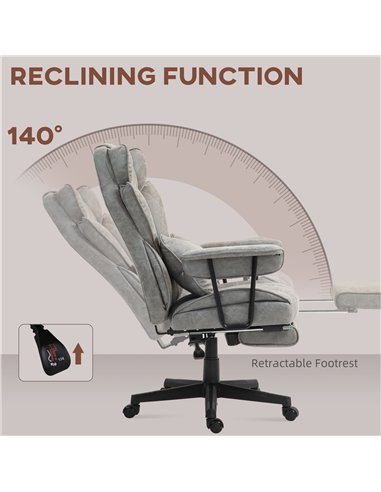 HOMCOM Executive Office Chair, Ergonomic Desk Chair with Foot Rest, Lumbar Support, Reclining Function and Wide Seat, Grey