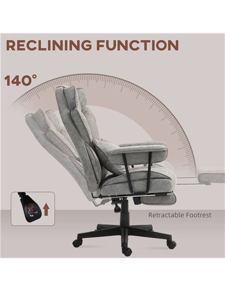 HOMCOM Executive Office Chair, Ergonomic Desk Chair with Foot Rest, Lumbar Support, Reclining Function and Wide Seat, Grey - pic 165866 | FastDaddyshop