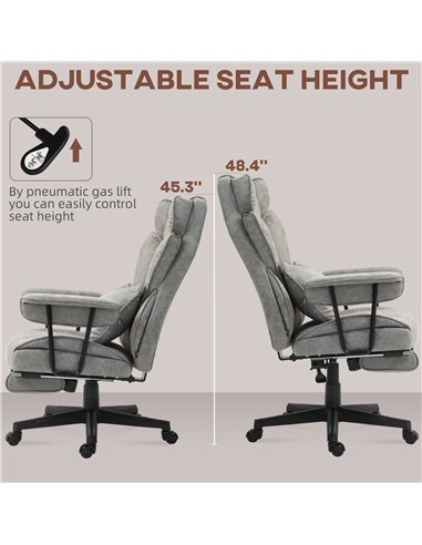 HOMCOM Executive Office Chair, Ergonomic Desk Chair with Foot Rest, Lumbar Support, Reclining Function and Wide Seat, Grey