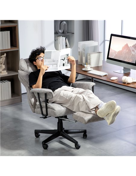 HOMCOM Executive Office Chair, Ergonomic Desk Chair with Foot Rest, Lumbar Support, Reclining Function and Wide Seat, Grey - pic 165869 | FastDaddyshop