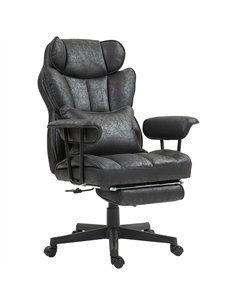 HOMCOM Office Chair with 6 Point Massage and Heat, Ergonomic Desk Chair with Foot Rest, Lumbar Support, Reclining Function and W