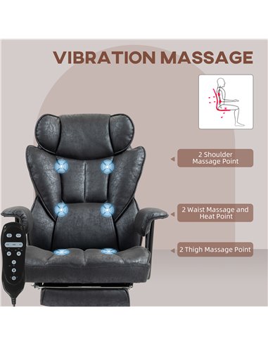 HOMCOM Office Chair with 6 Point Massage and Heat, Ergonomic Desk Chair with Foot Rest, Lumbar Support, Reclining Function and W