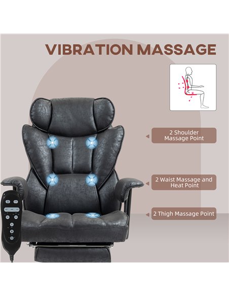 HOMCOM Office Chair with 6 Point Massage and Heat, Ergonomic Desk Chair with Foot Rest, Lumbar Support, Reclining Function and W - pic 165873 | FastDaddyshop