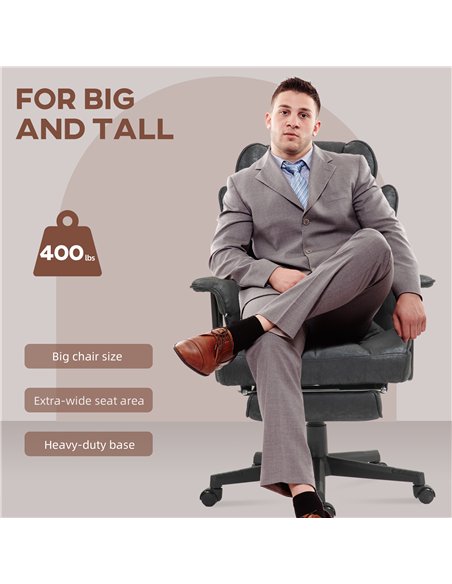 HOMCOM Office Chair with 6 Point Massage and Heat, Ergonomic Desk Chair with Foot Rest, Lumbar Support, Reclining Function and W - pic 165874 | FastDaddyshop