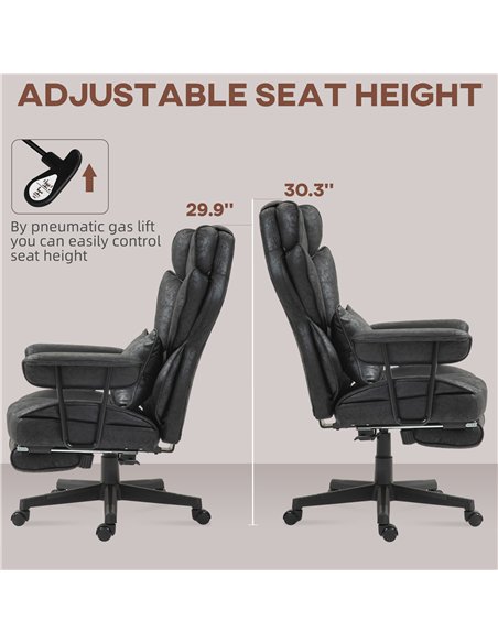 HOMCOM Office Chair with 6 Point Massage and Heat, Ergonomic Desk Chair with Foot Rest, Lumbar Support, Reclining Function and W - pic 165877 | FastDaddyshop