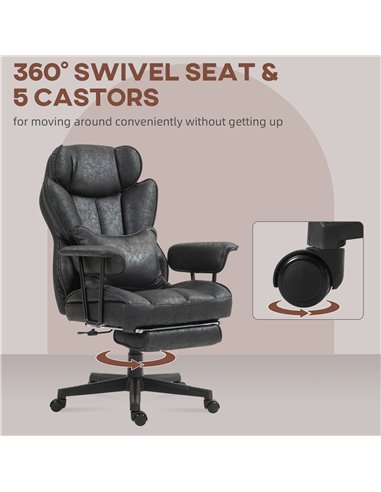 HOMCOM Office Chair with 6 Point Massage and Heat, Ergonomic Desk Chair with Foot Rest, Lumbar Support, Reclining Function and W