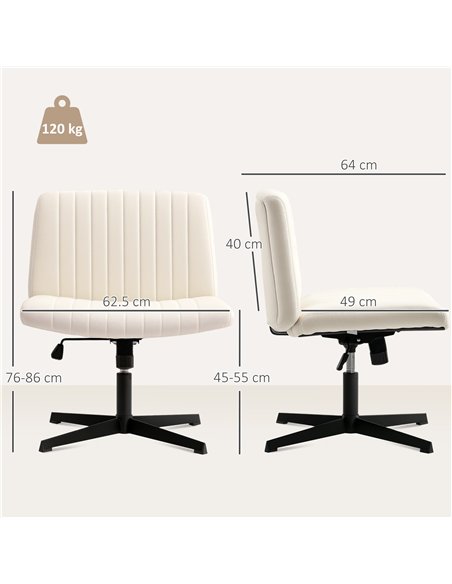 HOMCOM Armless Office Chair No Wheels, Linen Fabric Criss Cross Legged Desk Chair with Wide Seat, Thick Padding, Tilt Function,  - pic 165881 | FastDaddyshop