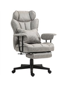 HOMCOM Office Chair with 6 Point Massage and Heat, Ergonomic Desk Chair with Foot Rest, Lumbar Support, Reclining Function and W
