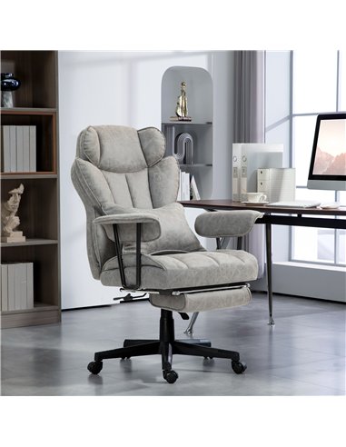 HOMCOM Office Chair with 6 Point Massage and Heat, Ergonomic Desk Chair with Foot Rest, Lumbar Support, Reclining Function and W