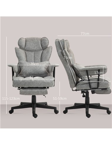 HOMCOM Office Chair with 6 Point Massage and Heat, Ergonomic Desk Chair with Foot Rest, Lumbar Support, Reclining Function and W