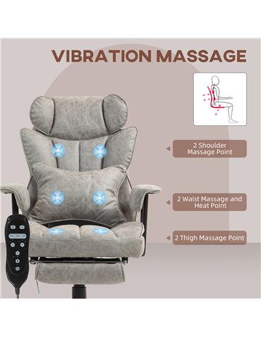HOMCOM Office Chair with 6 Point Massage and Heat, Ergonomic Desk Chair with Foot Rest, Lumbar Support, Reclining Function and W