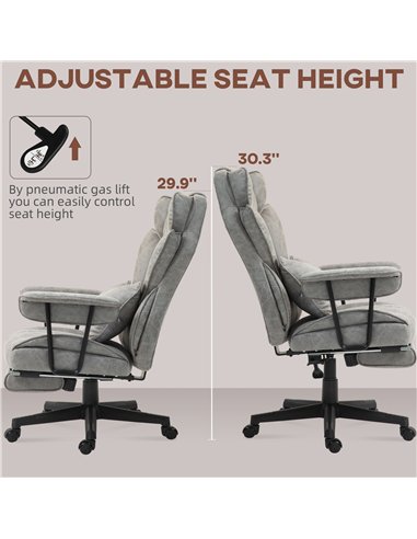 HOMCOM Office Chair with 6 Point Massage and Heat, Ergonomic Desk Chair with Foot Rest, Lumbar Support, Reclining Function and W