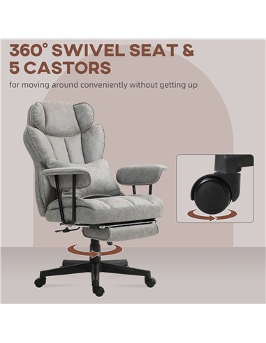 HOMCOM Office Chair with 6 Point Massage and Heat, Ergonomic Desk Chair with Foot Rest, Lumbar Support, Reclining Function and W