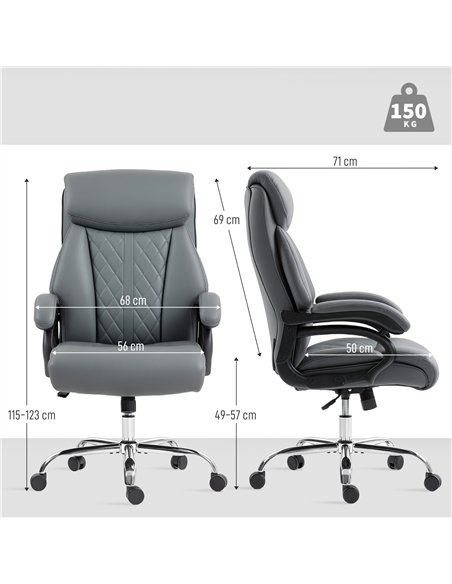 HOMCOM Super Padded Faux Leather Office Chair - Charcoal Grey - pic 165899 | FastDaddyshop