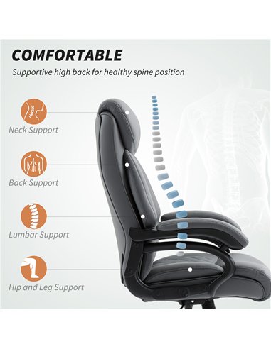 HOMCOM Super Padded Faux Leather Office Chair - Charcoal Grey