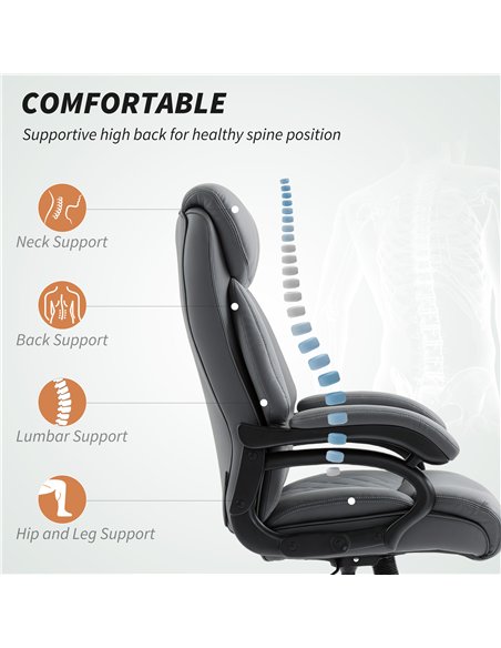 HOMCOM Super Padded Faux Leather Office Chair - Charcoal Grey - pic 165900 | FastDaddyshop