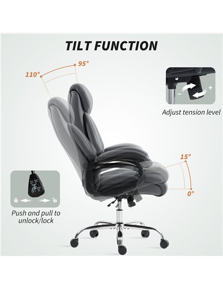 HOMCOM Super Padded Faux Leather Office Chair - Charcoal Grey - pic 165902 | FastDaddyshop