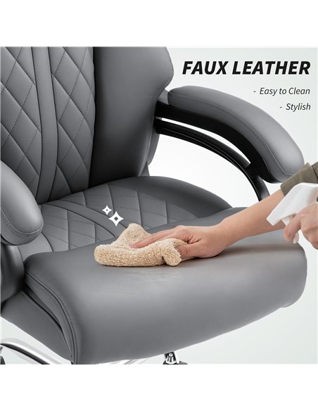 HOMCOM Super Padded Faux Leather Office Chair - Charcoal Grey - pic 165903 | FastDaddyshop