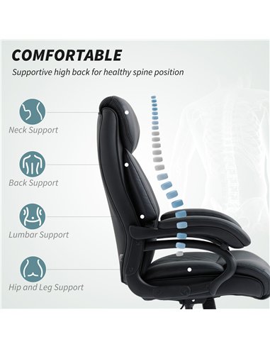 HOMCOM Executive Office Chair with Spring Padding - Black
