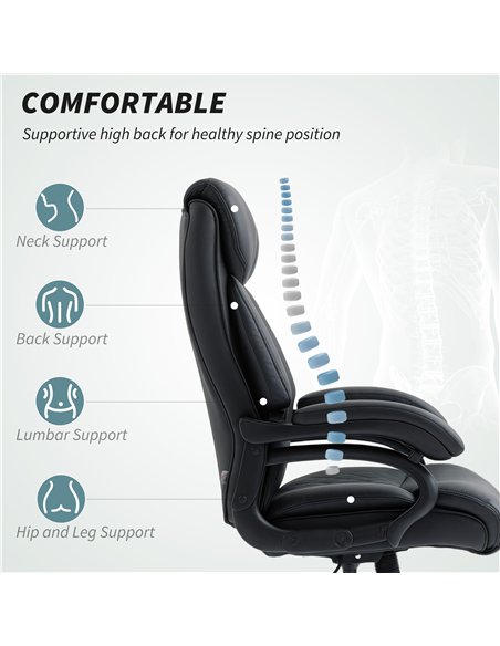 HOMCOM Executive Office Chair with Spring Padding - Black - pic 165909 | FastDaddyshop