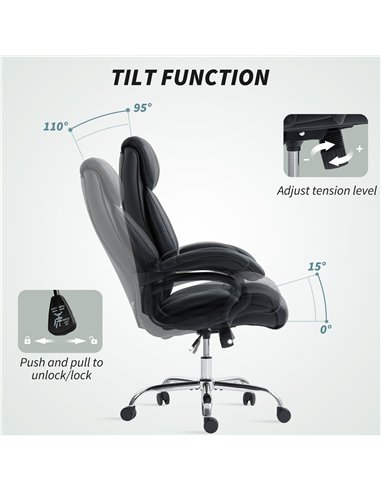 HOMCOM Executive Office Chair with Spring Padding - Black
