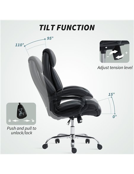 HOMCOM Executive Office Chair with Spring Padding - Black - pic 165911 | FastDaddyshop